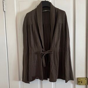 Moss Green/Brown Open Front Athleta Cardigan with Tie